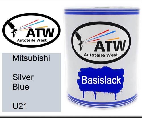 Mitsubishi, Silver Blue, U21: 1L Lackdose, von ATW Autoteile West.